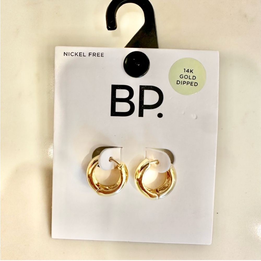Elegant 14K Gold Dipped Hoop Earrings - Picture 2 of 2